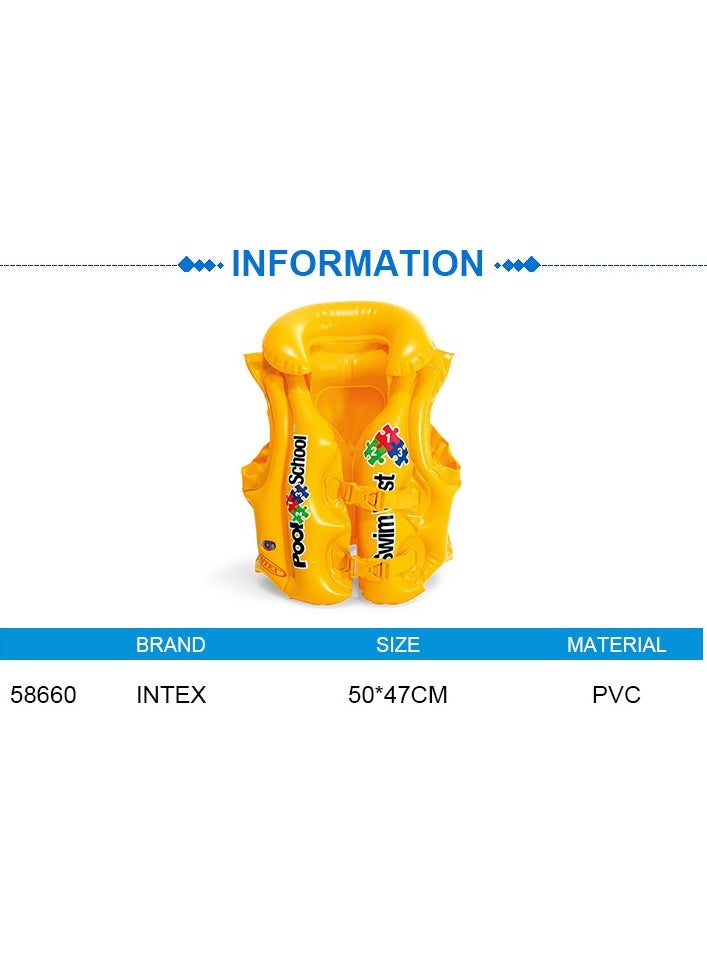 INTEX 58660EU-Inflatable Pool School Deluxe Swim Vest 50x47cm/19.5"x18.5", Yellow  - Image 4