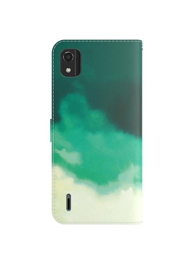 اس-توب جراب لهاتف Nokia C2 الإصدار الثاني بنمط ألوان مائية، جراب جلدي قابل للطي أفقيًا - Image 3