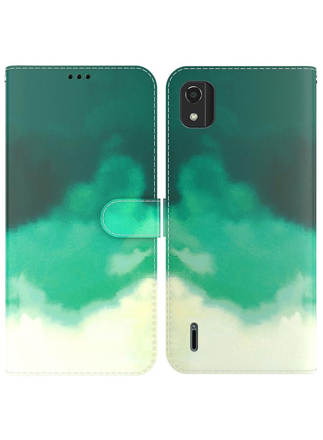 اس-توب جراب لهاتف Nokia C2 الإصدار الثاني بنمط ألوان مائية، جراب جلدي قابل للطي أفقيًا - Image 1