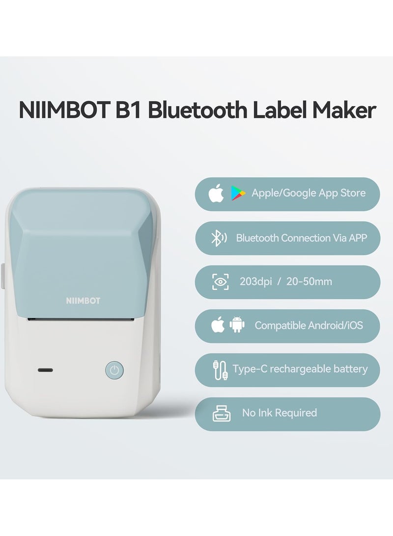 NIIMBOT B1 Label Maker Machine, Bluetooth Label Printer Thermal Label Sticker Printing Size 20-50mm Compatible with iOS & Android for Retail, Office, Supermarket - Image 2