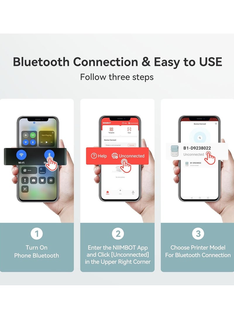 NIIMBOT B1 Label Maker Machine, Bluetooth Label Printer Thermal Label Sticker Printing Size 20-50mm Compatible with iOS & Android for Retail, Office, Supermarket - Image 4