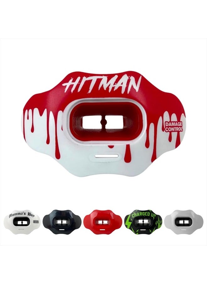 DAMAGE CONTROL - Mouth Guard - Youth Mouth Guard That Protect Lips & Teeth - No Boiling Pacifier, Breathable Binky Mouthpiece - Football Mouthpiece - Works with Braces - Helmet Strap Included - Image 1