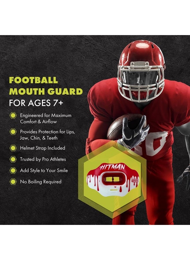 DAMAGE CONTROL - Mouth Guard - Youth Mouth Guard That Protect Lips & Teeth - No Boiling Pacifier, Breathable Binky Mouthpiece - Football Mouthpiece - Works with Braces - Helmet Strap Included - Image 1