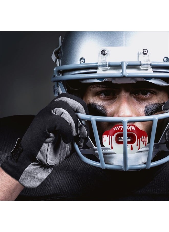 DAMAGE CONTROL - Mouth Guard - Youth Mouth Guard That Protect Lips & Teeth - No Boiling Pacifier, Breathable Binky Mouthpiece - Football Mouthpiece - Works with Braces - Helmet Strap Included - Image 1