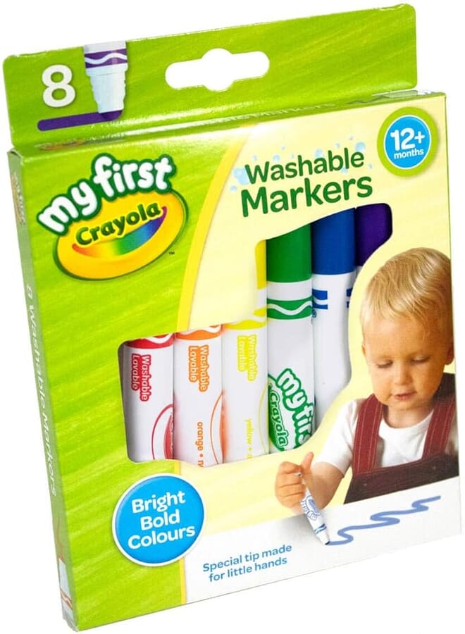 Crayola CRAYOLA MyFirst Washable Markers - Assorted Colours (Pack of 8) | Easy-Grip Markers Ideal for Toddlers Hands | Ideal for Kids Aged 12+ Months