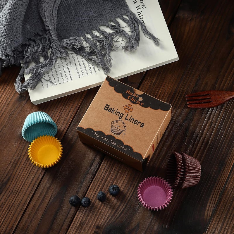 Bake Choice Non-Stick 400pcs Mini Cupcake Liners for Baking, Natural parchment muffin liners for Mini Muffin Pan, Cupcake Pan, Food Grade, Non Stick, Greaseproof - Image 5