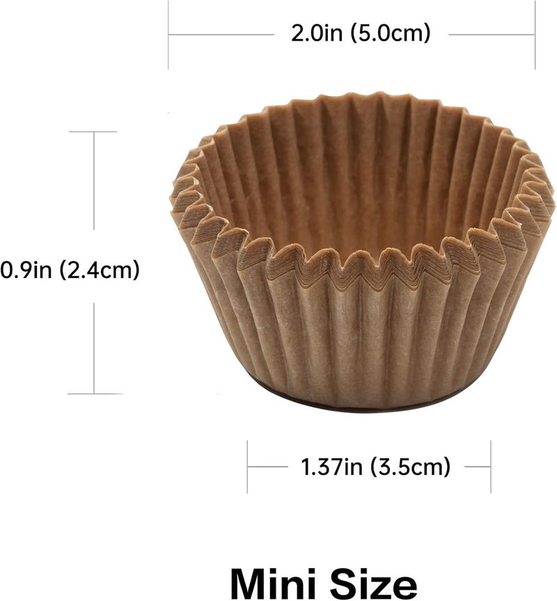 Bake Choice Non-Stick 400pcs Mini Cupcake Liners for Baking, Natural parchment muffin liners for Mini Muffin Pan, Cupcake Pan, Food Grade, Non Stick, Greaseproof - Image 2