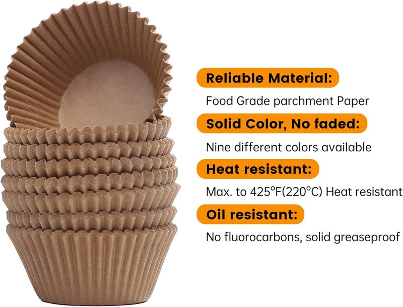 Bake Choice Non-Stick 400pcs Mini Cupcake Liners for Baking, Natural parchment muffin liners for Mini Muffin Pan, Cupcake Pan, Food Grade, Non Stick, Greaseproof - Image 4
