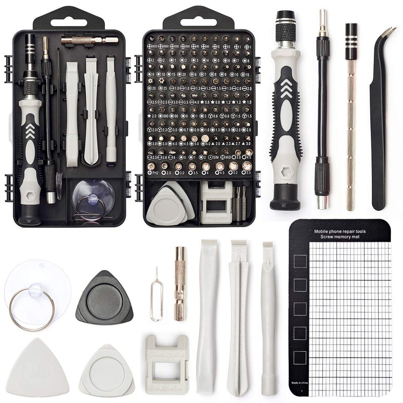 Sharden Precision Screwdriver Set, SHARDEN 122 in 1 Electronics Magnetic Repair Tool Kit with Case for Repair Computer, iPhone, PC, Cellphone, Laptop, Nintendo, PS4, Game Console, Watch, Glasses etc (Grey) - Image 1