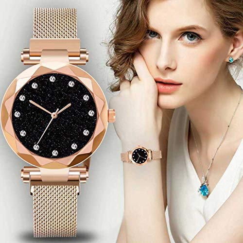 Acnos Premium Analogue Women's Rose-Gold Magnet Watch With Rosegold Bracelet With Gift Box - Metal - Image 4
