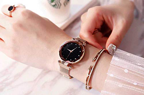 Acnos Premium Analogue Women's Rose-Gold Magnet Watch With Rosegold Bracelet With Gift Box - Metal - Image 5