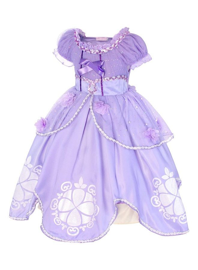 Princess Sofia Cosplay Fancy Puff Sleeves And Stretchable Party Dress Costume Set - Image 2