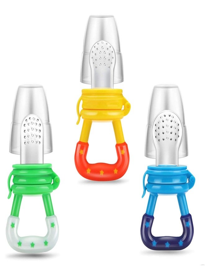 Looklike® Silicone Food & Fruit Nibbler for Babies | Soft Silicone Feeder Teether | Easy Grip Handle | Gentle Feeding Support | Pack of 3 - Image 1