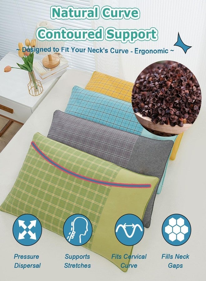 EDMILE Adjustable Firmness Buckwheat Neck Pillow for Back and Side Sleepers, Firm Cervical Support Pillow for Sleeping with Breathable Pillowcase, Grey 19"x11" - Image 2