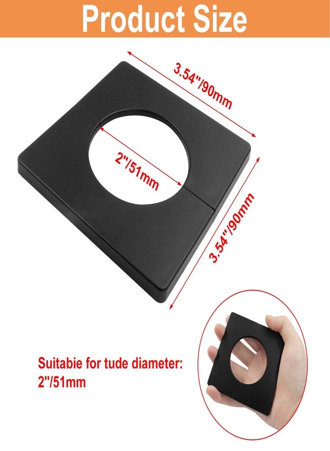 BokWin 2 Pcs Square Wall Split Flange Cover Escutcheon Plate Self-Adhesive Split Pipe Flange for 2 Inch/51mm Dia Pipe (Black) - Image 5