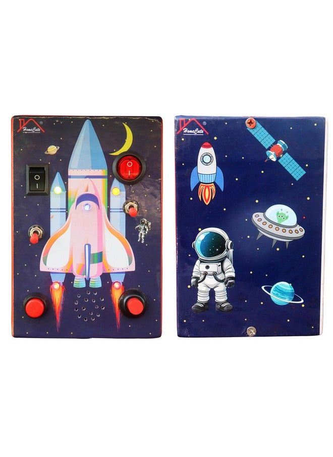 HomeCute - Homecute Busy Board Toys with LED Light, Montessori Busy Board Game for Kid’s, Travel Friendly & Educational Activities for Boys & Girls (Rocket Sensory Toy) - Image 1