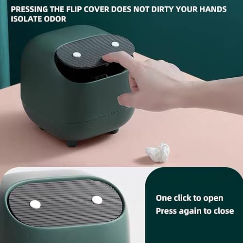 Soko Cute Portable Mini Trash Can, Small Plastic Fancy Desktop Dustbin Waste/Garbage Disposal for Home, Office, Bathroom, Bedroom, Kitchen, Work, Study Table (Green) - Image 3