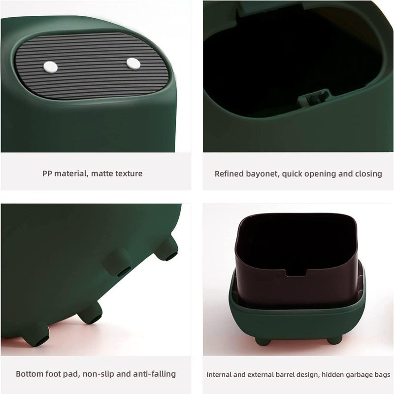 Soko Cute Portable Mini Trash Can, Small Plastic Fancy Desktop Dustbin Waste/Garbage Disposal for Home, Office, Bathroom, Bedroom, Kitchen, Work, Study Table (Green) - Image 5