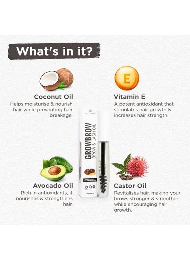 Bella Vita Organic - Growbrow Eyelash Lashes & Eyebrows Hair Growth & Volume Serum With Castor Onion Oil & Vitamin E 12Ml - Image 1