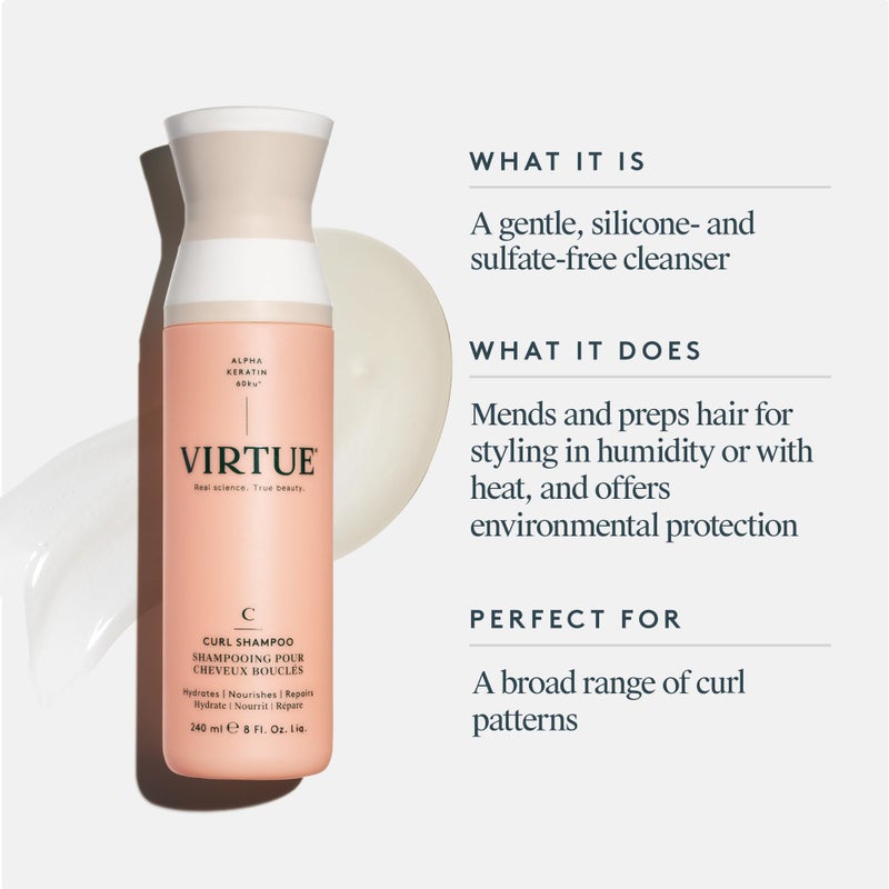 VIRTUE Curl Sulfate Free Shampoo with Jojoba Oil, Hydrates, Nourishes & Repairs Curly Hair with Frizz Control, Color Safe - Image 2