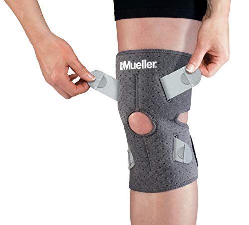 MUELLER Sports Medicine AdjusttoFit Knee Support Knee Pain Relief Support for Men and Women Ideal for Arthritis Sprains Gray One Size