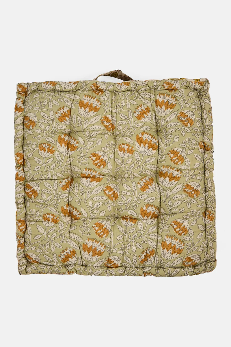 Muy Mucho Floor Cushion 40 H x 40 L x 8 W cm, Green Combo