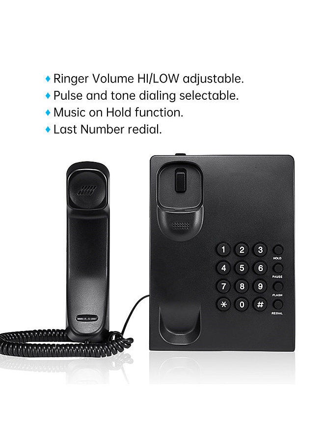 Generic - Corded Phone Desktop Fixed Telephone Wall Mountable Landline Phone Supprt Redial/Pause/Flash/Hold Ring Tone Adjustable No AC Power/Battery Required for Home Hotel Reception Office Bank Call Center - Image 1