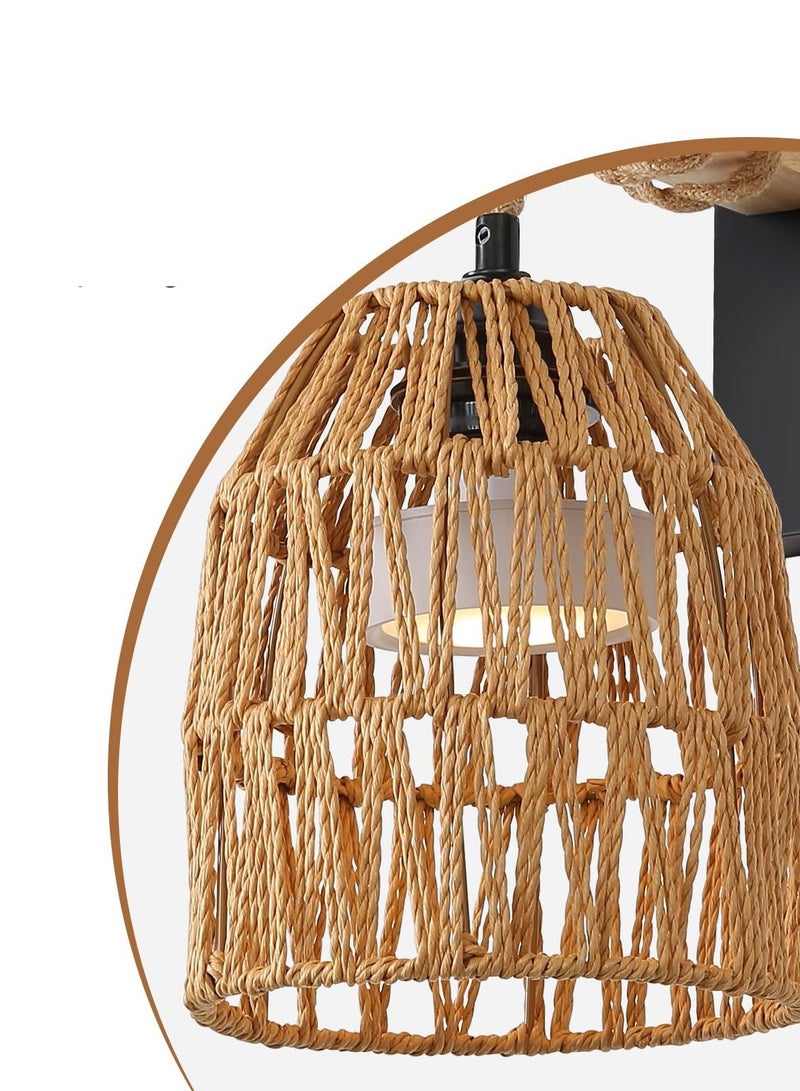 general Rechargeable Wall Sconce, Battery Operated Wall Sconce with Remote Control, Boho Upgrade Rechargeable Rattan Wall Sconce, Wireless Wall Sconces Set of Two for Bedroom, Living Room, Entryway - Image 2