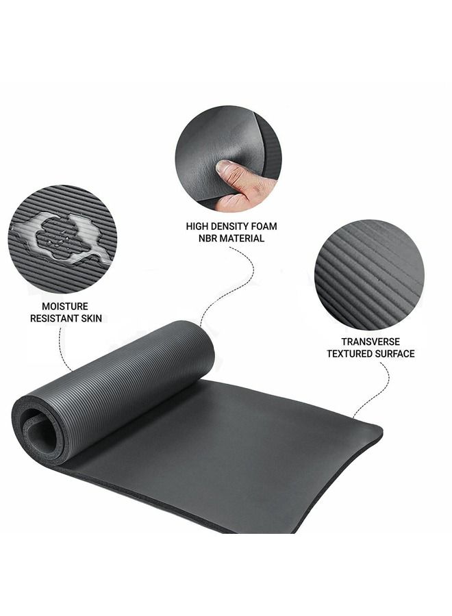 Taimi Pack of 4 Non-Slip yoga mat Anti-Tear Exercise Mat With Carrying Strap 183x61x1cm Black  - Image 5