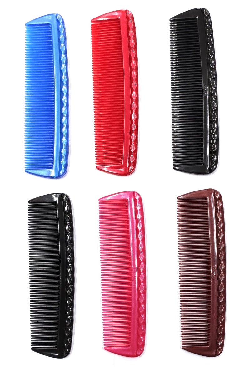 Maple Pocket & Purse Hair Comb Printed Comb For Men Women Multicolour Assorted (Pack Of 6) - Image 1