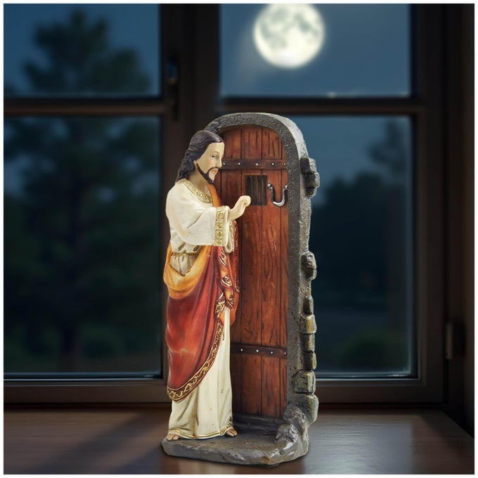JESUS KNOCKING AT THE DOOR STATUE 512 RESIN FIGURINE INSPIRED BY REVELATION 320 CHRISTIAN RELIGIOUS HOME DECOR FOR PRAYER ROOM ALTAR OR FAITHBASED GIFT