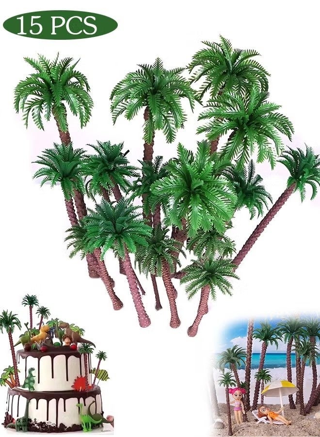 Coconut Palm Model Trees - 15 PCS Miniature Trees for Diorama, Cake Toppers, and Landscape Decorations (2.5-6.3 inches) - Image 1