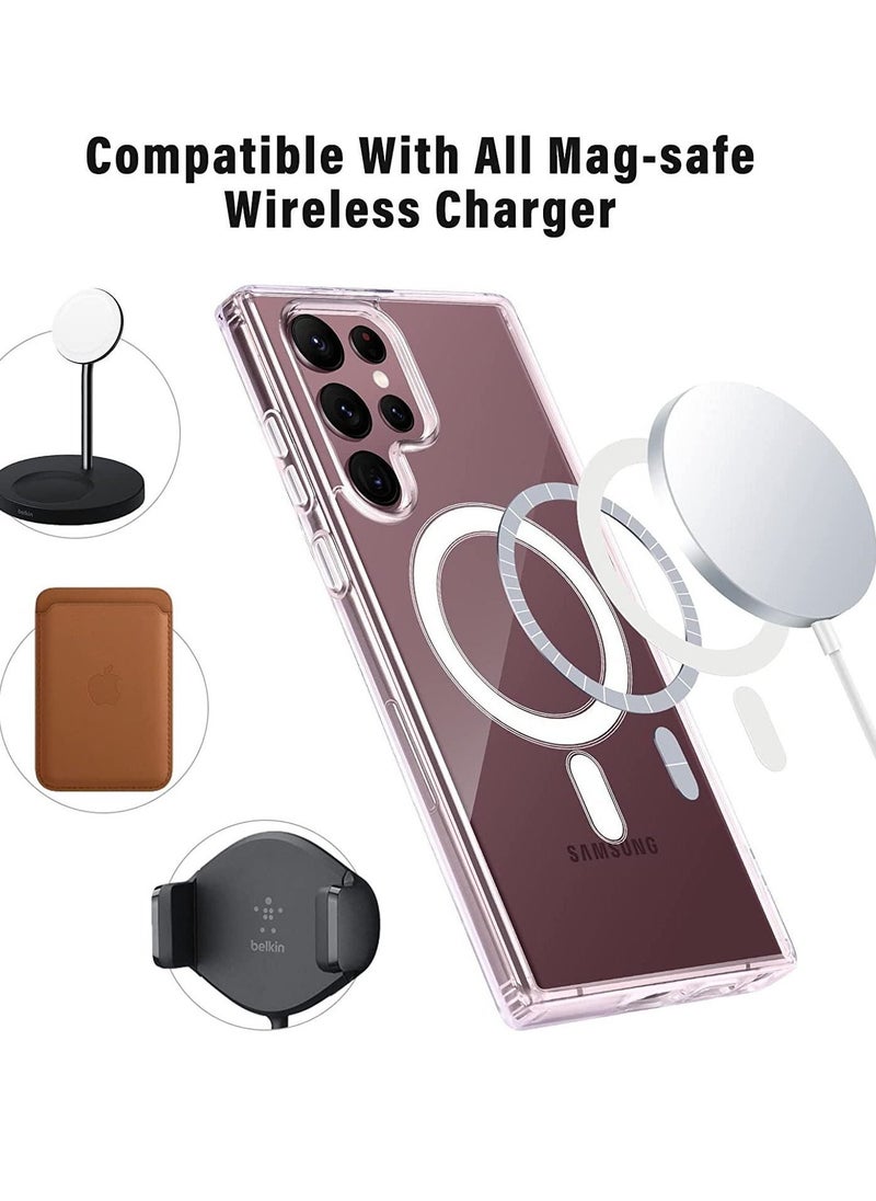 حافظة شفافة لهاتف سامسونج جالاكسي S22 ألترا، متوافقة مع شحن ماج-سيف، رفيعة جداً وحافظة واقية كاملة ضد الصدمات - Image 2