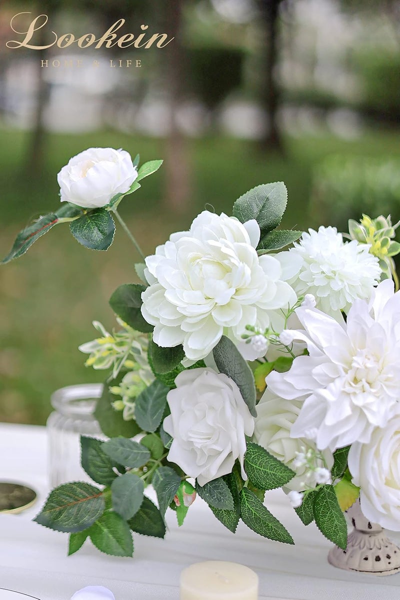 Lookein Artificial Flowers for DIY Wedding Decoration Bridal Bouquet Table Centerpieces Flower Garland Wreaths Aisle Arch Flower Decoration Home Decor, Vibrant Ivory - Image 4