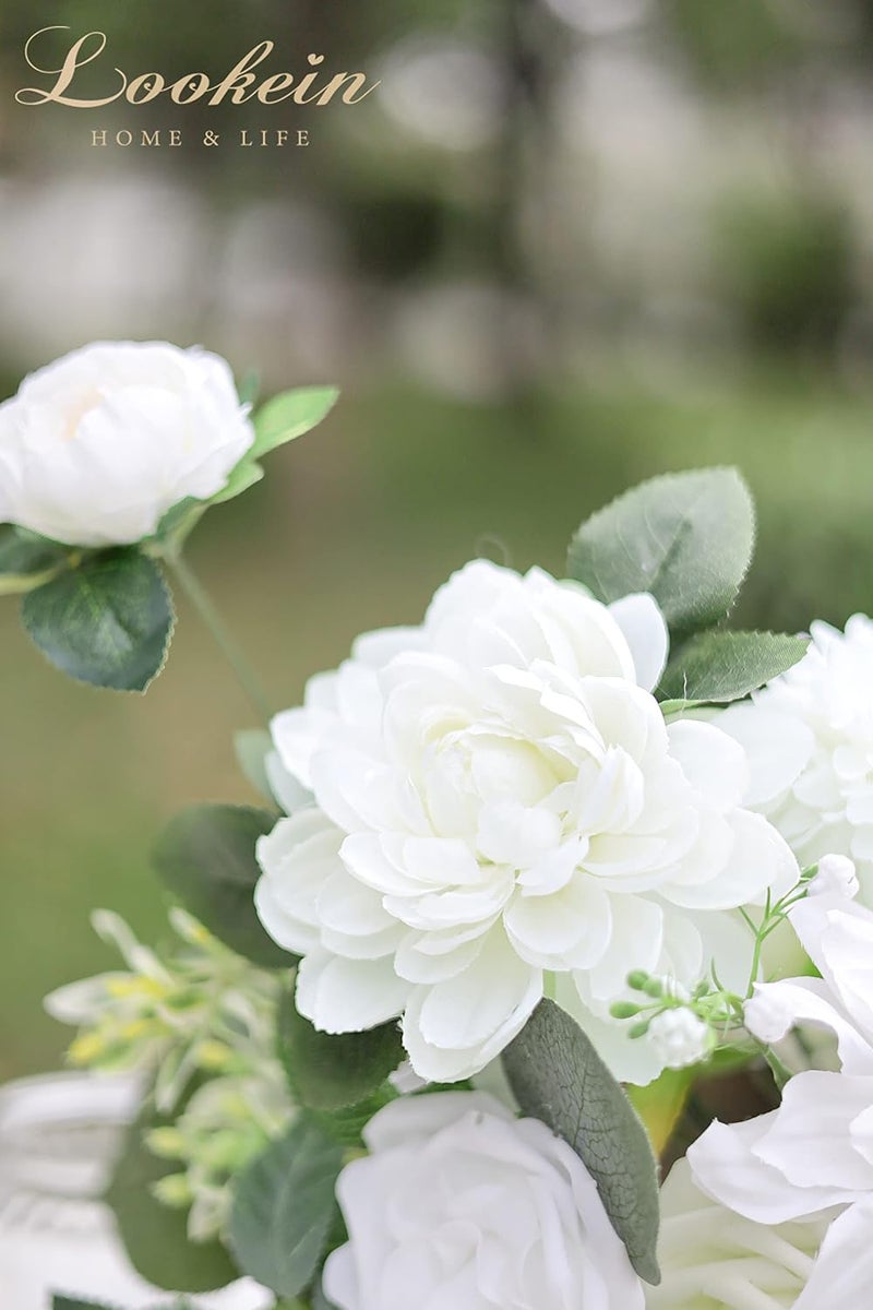 Lookein Artificial Flowers for DIY Wedding Decoration Bridal Bouquet Table Centerpieces Flower Garland Wreaths Aisle Arch Flower Decoration Home Decor, Vibrant Ivory - Image 5