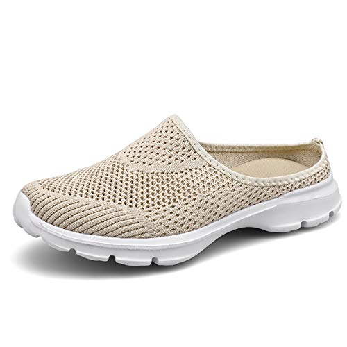 ChicWind Womens Backless Mule Sneaker Summer Mesh Slip On Flat Shoes Khaki 6 - Image 1
