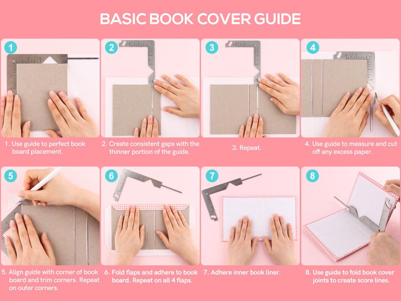 Briartw Book Cover Guide,5-in-1 Stainless Steel Metal Bookbinding Cover Tool for Making Book Cover-Creating Book Covers Out of Chipboard Simple-Adding Personal Touch to A Notebook or Album - Image 3
