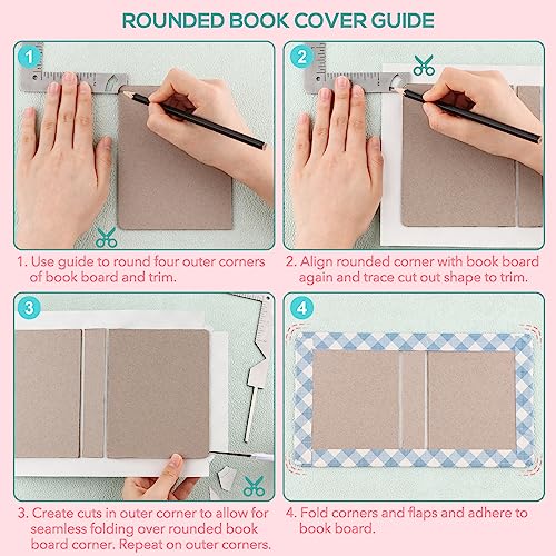 Briartw Book Cover Guide,5-in-1 Stainless Steel Metal Bookbinding Cover Tool for Making Book Cover-Creating Book Covers Out of Chipboard Simple-Adding Personal Touch to A Notebook or Album - Image 5