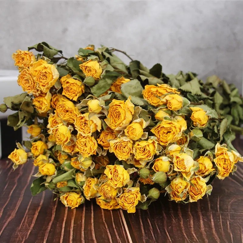 Bluejw 55cm Dried Flower Bouquet - Natural Roses & Mixed Dried Plants for Home, Office, Supermarket Decoration - Image 1