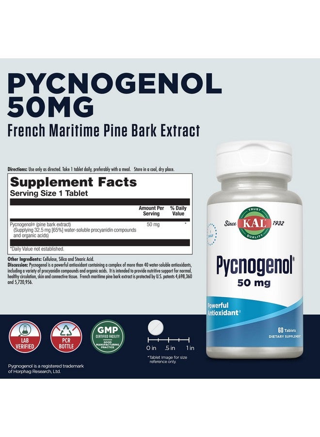 KAL 50 Mg Pycnogenol Tablets, 60 Count