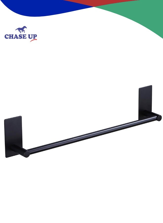 Chase Up Drill Towel Bar Bathroom Stainless Steel Black Towel Holder Waterproof & Rustproof Self Adhesive Towel Rack Hanger Wall Mounted, 40 cm / 15.75 inch for Bathroom/Kitchen - Image 1