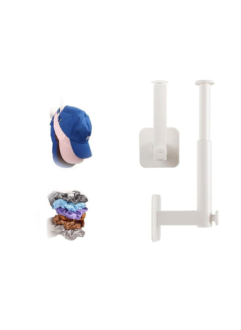 Y&D Hat Hooks, Organizer for Baseball Caps, 2Pcs Rack Wall Mount, Adhesive L Shaped Hooks Wall, No Drilling Hangers, Storage Closet Bedroom Storage, White  - Image 1
