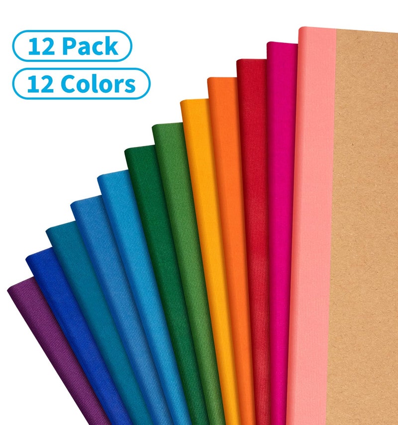 ALKALO 12 Pack Composition Notebook Journals Bulk, 7-1/2" x 9-3/4", Wide Ruled Paper, 30 Sheets/60 Pages, Kraft Cover with Rainbow Spines, 12 Colors School Lined Notebook Journal for Work Study Note Taking - Image 3