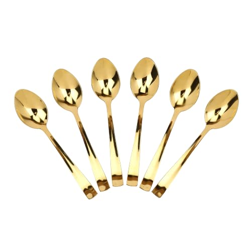 ROSTON Cutlery Set 6 Pcs Stainless Steel Gold Premium Spoon Set Luxury Dinning Tabelware Gift for House Warming (6Pcs Spoon and Stand), 17 CM - Image 3