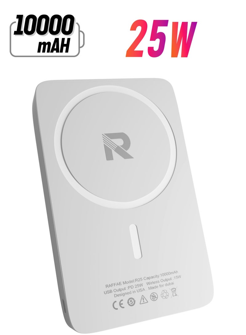 10000 mAh Wireless Magnetic Power Bank (PowerCore 10k) 25W PD Fast Charger with Foldable Stand, Magnetic Battery Pack for iPhone 15/15 Pro/15 Pro Max/14/13/12, Samsung, OnePlus, etc.