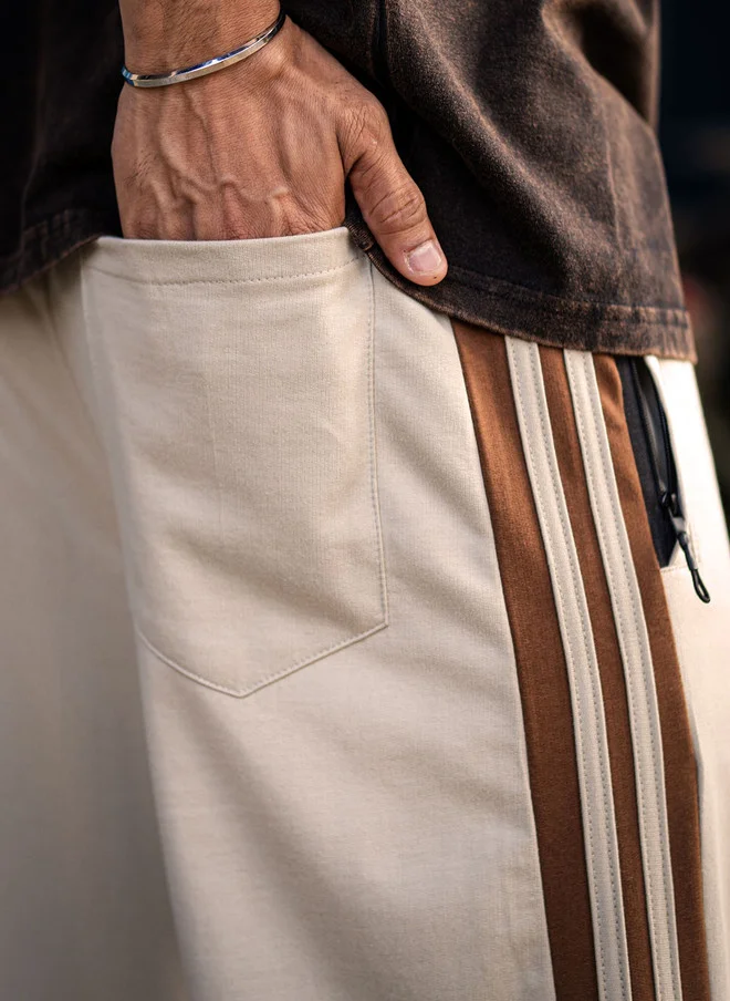 Maniac  Maniac Men Colorblocked Cotton Baggy-Fit Track Pants for Men | Best Price UAE