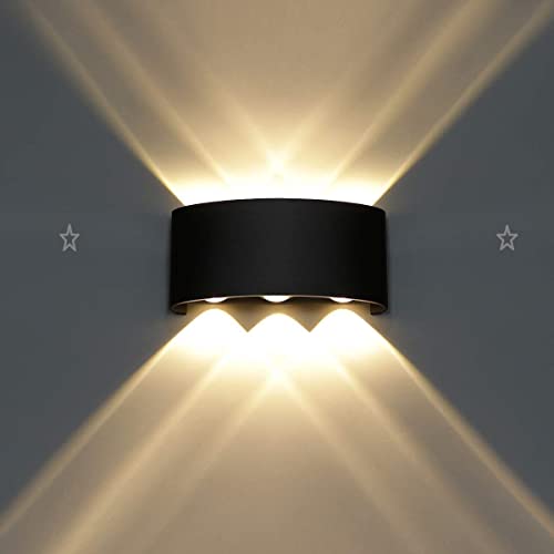 FILLISKA Metal LED Outdoor UP Down Wall Light Warm White, IP-65 Waterproof & Shockproof Body(2 Year Warranty) (MattBlack 3up + 3down) - Image 1