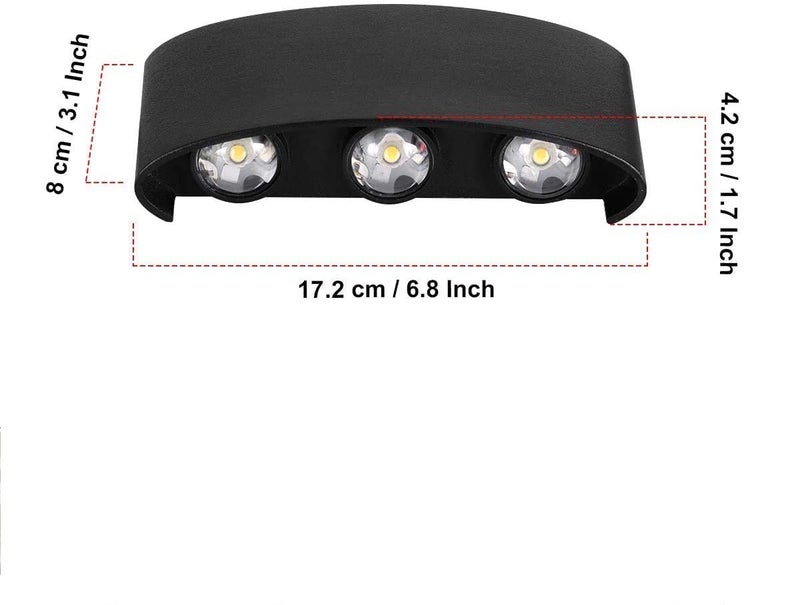 FILLISKA Metal LED Outdoor UP Down Wall Light Warm White, IP-65 Waterproof & Shockproof Body(2 Year Warranty) (MattBlack 3up + 3down) - Image 4