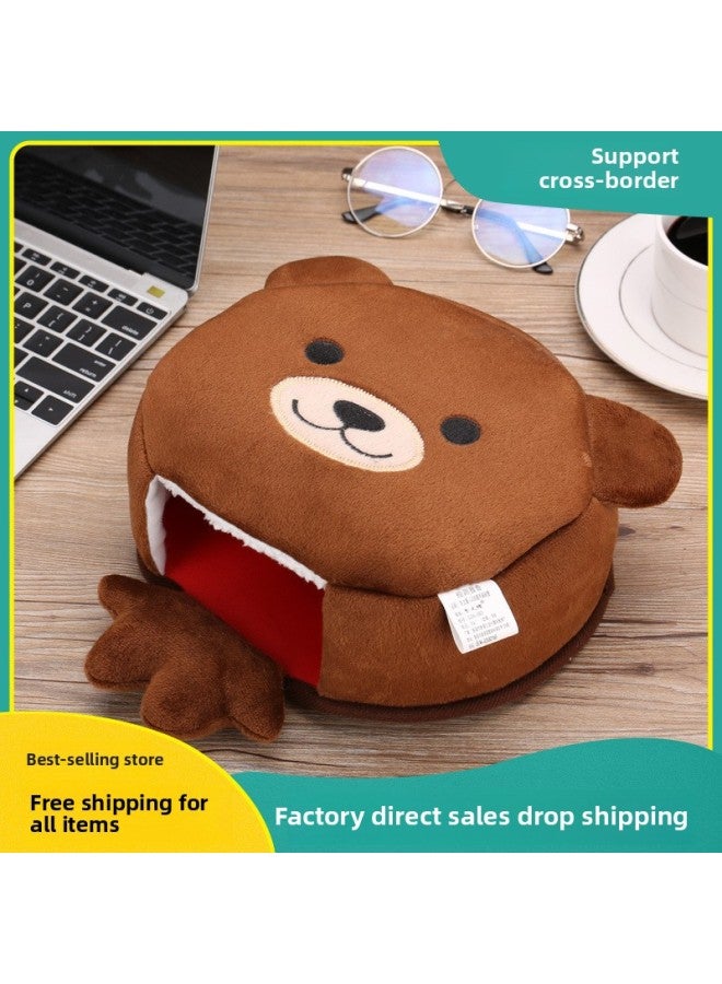 Winter Heating Hand Warmer Mouse Pad With Wrist Guard Winter Mouse Cover Warm Computer Men's Fleece-lined Thickened Gloves Free Shipping-Pattern:Smiling Monkey (upgraded Velvet, Thickened And Enlarged Imitation Rabbit Fur)  - Image 4