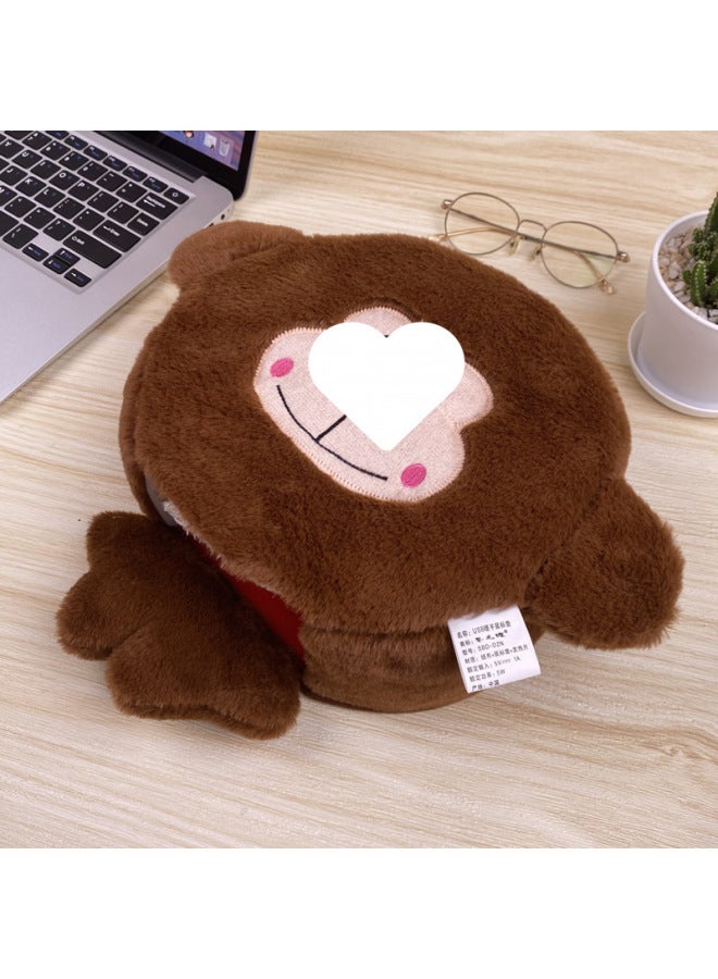 Winter Heating Hand Warmer Mouse Pad With Wrist Guard Winter Mouse Cover Warm Computer Men's Fleece-lined Thickened Gloves Free Shipping-Pattern:Smiling Monkey (upgraded Velvet, Thickened And Enlarged Imitation Rabbit Fur)  - Image 1
